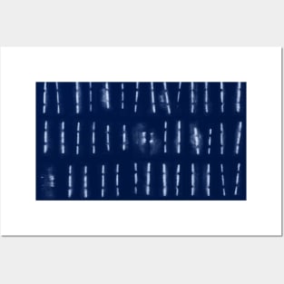 White stripes over blue, shibori Posters and Art